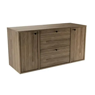 Obrázek produktu pro WENA Skříňka pod umyvadlo 2 dvířka 2 zásuvky 120 cm, rovná čela, kovové úchytky v černé barvě (barva: tmavý ořech)
