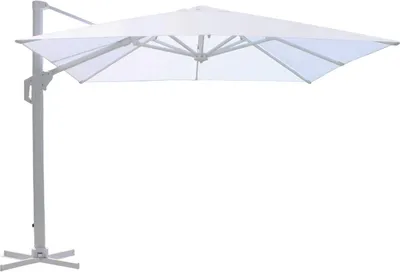 Immagine prodotto di Milani Home - ombrellone da giardino 4 x 4 m con palo laterale decentrato, struttura in alluminio, telo in nylon bianco, per terrazzo e piscina