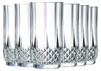 6 Longchamp Trinkgläser 36 cl, Kwarx-Glas, spülmaschinenfest