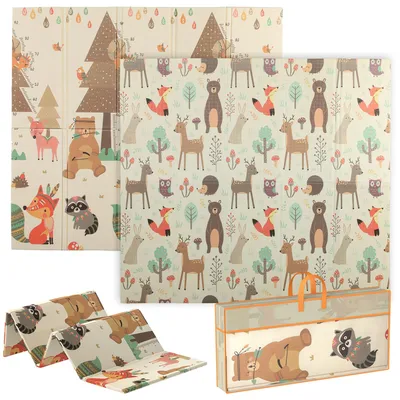Produktbild von Spielmatte Baby 196 x 176 x 1,5 cm faltbar Doppelseitige Krabbelmatte Mehrfarbig