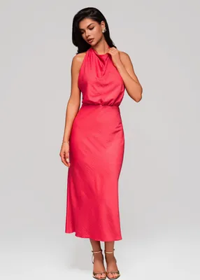 Produktbild von Ombre Midi-Halterkleid mit Wasserfall-Ausschnitt coral S