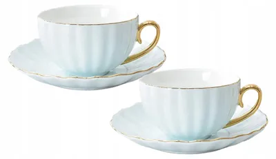 Productafbeelding van Porseleinen Beker 2 stuks Blauw 220ml Gold Edge Elegance For Coffee
