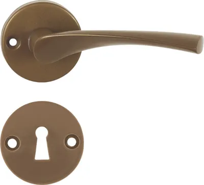 Produktbild von DOMINO Türgriff Drückergarnitur BB-Buntbart Set | Rund BB Rosette | Türklinke für Zimmertür, Bürotür, Kellertür & Innentür | Türbeschläge aus Aluminium | Bronze Türdrückergarnitur | EVA-R F4
