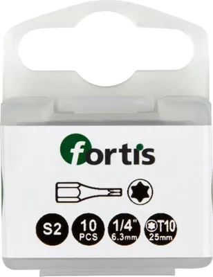 Produktbild von Fortis 4317784729291, 10 Stück(e), Torx, T10, 1/4", 25 mm
