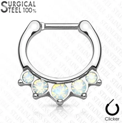 Produktbild von Nasenring Septum Clicker Piercing „Opal Kristalle“ Klar