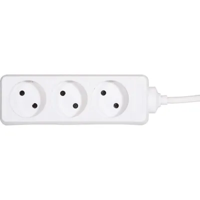 Productafbeelding van Scanpart wandcontactdoos met 3 stopcontacten, geschikt voor inbouw, met 3,0 meter kabel