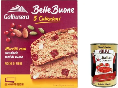 Produktbild von 6x Galbusera belle buone Scheiben Mit Preiselbeeren, Mandeln, Kürbiskernen 200g + Italian Gourmet polpa 400g