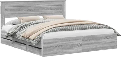 Obrázek produktu pro Rám postele vidaXL, barva Sonoma, rozměry 200 x 200 cm, materiál: dřevo