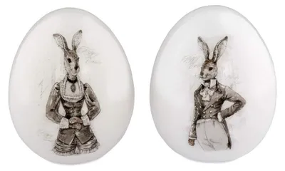 Eierpaar Nostalgie 11,5 cm, 2-teilig, Porzellan