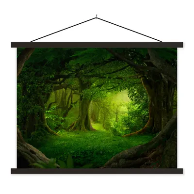 Produktbild von MuchoWow® Textilposter Bäume - Wald - Grün - Landschaft - Natur 60x45 cm mit schwarzem Rahmen - Poster Schlafzimmer