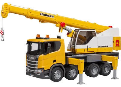 Image de bruder Scania Super 560R Liebherr Camion-grue avec module son et lumière, modèle réduit