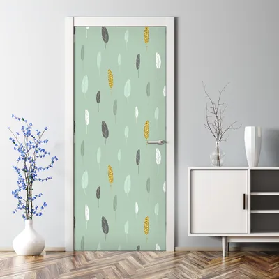 Produktbild von Dekorative Türaufkleber Raumdekoration selbstklebend Klebefolie Türposter Zarte Blätter 85 x 200 cm