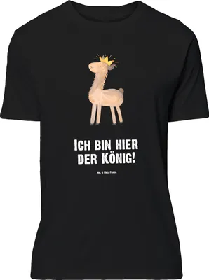 Produktbild von Mr. & Mrs. Panda T-Shirt Lama König - Schwarz - Geschenk, Oversize, Abitur, Lustiges, Mama, Tshirt, Lamas, Freundin, Königin, mit Spruch, Shirt