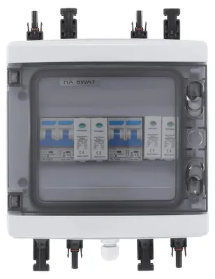 Produktbild von PV Combiner Box - 2-String Stringverteiler - 25A 1000V DC - IP65 - Überspannungs- & Blitzschutz - Für Off-Grid/Wohnmobil/Haus - Weiß