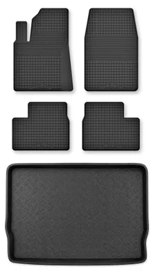 Produktbild von Gummimatten + Kofferraumwanne für Peugeot 208 I 2012-2019 (Standard-Kofferraum) – Schwarz, Semi-Universal, angepasst – Wielganizator Semi-Universal