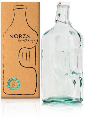Productafbeelding van Glazen Waterfles 2 Liter met Deksel - 100% Gerecycled Glas