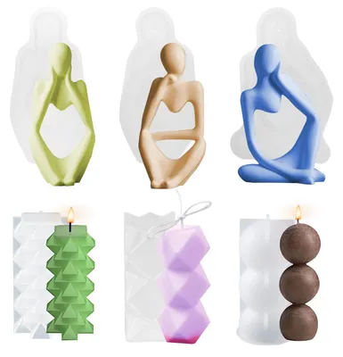 Produktbild von Gussformen für die Kerzenherstellung, geometrische Epoxidharz-Gussformen, Harzformen, abstrakte Ornamentformen für Schreibtisch- oder Tischdekorationen für Zuhause