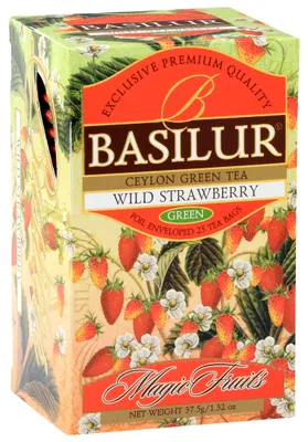Zdjęcie produktu dla Basilur WILD STRAWBERRY herbata zielona POZIOMKA - 25x1,5g
