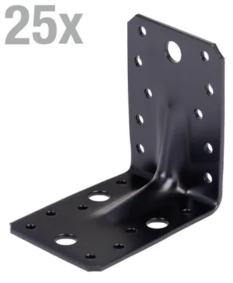 Immagine prodotto di Alberts 824884 Connettore angolare pesante con perlina - zincato - nero - plastificato - 90 x 90 x 65 mm, set da 25