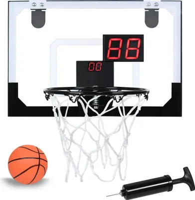 FANTASK Basketballkorb 45 Cm – Mini Korb Mit Ring & Netz – Für Wand- & Türbefestigung – Stahlrahmen Pulverbeschichtet – Rot – Inkl. Schrauben