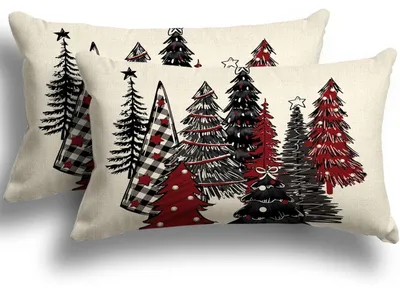 Immagine prodotto di Copri cuscino natalizio 30x50 set di 2 cuscini decorativi in lino divano 30x50cm