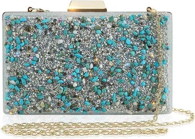 Productafbeelding van Elegante Avondtas voor Dames - Sprankelende Clutch en Schoudertas voor Feestjes en Diner, Groen Blauw
