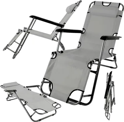 Zdjęcie produktu dla Krzesło leżak plażowy składany ogrodowy zero gravity 2w1 do ogrodu na plaże