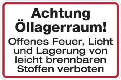 Produktbild von Dreifke® Hinweisschild, Achtung Öllagerraum!, 200 x 300 mm, Aluminium, Alu ge...