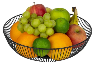 Immagine prodotto di Cestino per frutta nero ed elegante, in metallo, ideale per la cucina