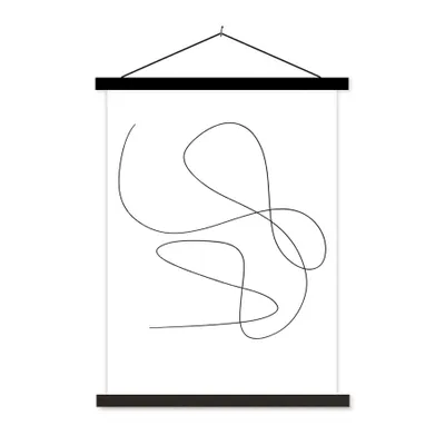 Produktbild von MuchoWow® Textilposter Linienkunst - Minimalismus - Abstrakt 60x80 cm mit schwarzem Rahmen - Plakathalter