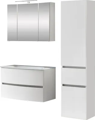 Produktbild von Waschtisch-Set Badezimmer Bad-Set "Kopenhagen V" Weiß, Matt Weiß