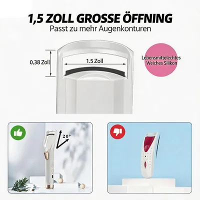 Produktbild von Elektrischer Wimpernformer Wimpernzange Schnellheizung 8–10 Sekunden USB-C wiederaufladbar 178x40x22mm 2 Stufen für feine & kräftige Wimpern