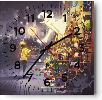 Produktbild von Wanduhr - Quadrat - Glasuhr - Fantasie Märchen - 40x40cm - Schleichendes Uhrwerk - Lautlos - zum Aufhängen bereit - Dekoration Modern - Wanddekoration aus Glas - C4AC40x40-3901