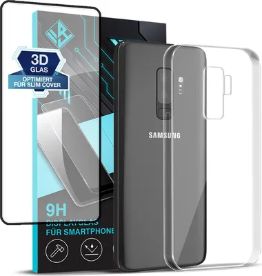 Produktbild von Handyhülle für Samsung Galaxy S9+ mit 9H Displayglas Displayschutz Hülle Transparent Flexibel Elastisch Case Cover Backcover Schutzhülle