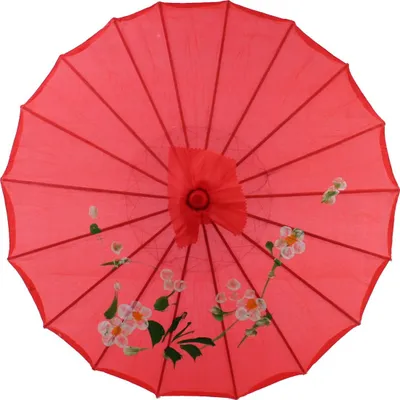 Produktbild von Deko Schirm klein 011b aus Kunstfaser wasserfest rot Bambus Ø55 cm