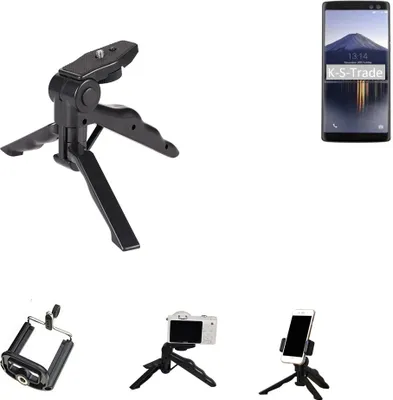Produktbild von K-S-Trade Stativ Tisch-Ständer Dreibein Handy-Stativ Ständer kompatibel mit Doogee BL12000 Mini-Stativ Smartphone Tripod Handy-Stativ aus Plastik