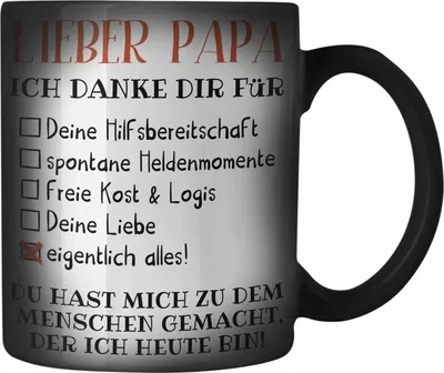 Produktbild von Trendation - Bester Papa Geschenk Vatertag Farbwechsel Zauber-Tasse mit Spruch Vater Geschenk von Tochter Sohn (Schwarz)