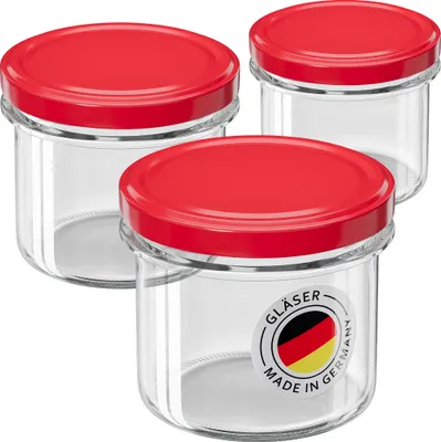 Produktbild von WELLGRO 50x Einmachgläser mit Schraubdeckel rot - 235ml
