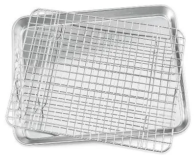 Zdjęcie produktu dla Blacha do pieczenia ze stalą nierdzewną kratka chłodząca zestaw 2
