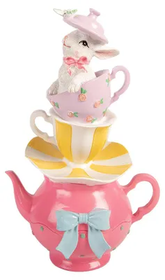 Imagen del producto de Clayre & Eef, figura decorativa de conejo, 16x13x26 cm, color blanco, plástico