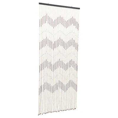 Zdjęcie produktu dla Wisząca zasłona z drewnianymi koralikami, wzór strzały, drewno, wielokolorowa, 91x220cm, 31szt