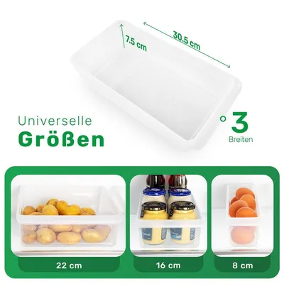 Produktbild von Novaliv Kühlschrank Organizer 30,5 x 7,5 x 22 cm BPA-frei Küchenordnung  Germany Schubladen Organizer Lebensmittelecht Aufbewahrung für Küche Waschküche Ordnungssystem Kühlschrankfach