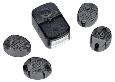 Produktbild von Set: Rücklichtkappe eckig + Blinkerkappen, Rauchgrau - für Simson KR51/1 Schwalbe, SR4-2 Star, SR4-3 Sperber, SR4-4 Habicht