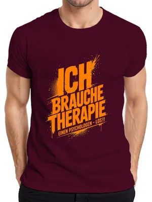 Productafbeelding van Ik heb therapie nodig. Een psycholoog. Los statement. Heren T-shirt, bordeauxrood, maat M