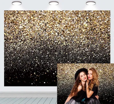 Produktbild von Ruini Schwarz Gold Glitzer Pailletten Fotohintergrund 210x150cm