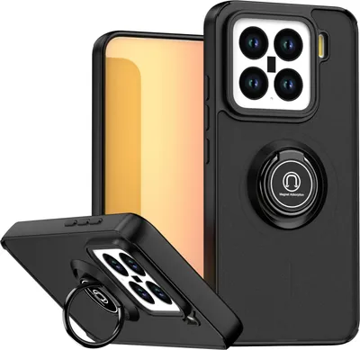 Immagine prodotto di Custodia per Xiaomi 15 opaca traslucida in TPU con supporto ad anello e supporto Nero