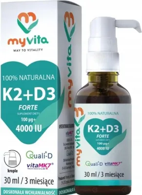 Produktbild von Vitamin K2 100 uq + D3 4000 IU FORTE Tropfen KNOCHEN IMMUNITÄT MyVita 30 ml