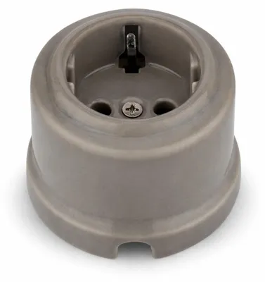 Image de Prise électrique rétro en porcelaine, tout-en-un, gris-beige