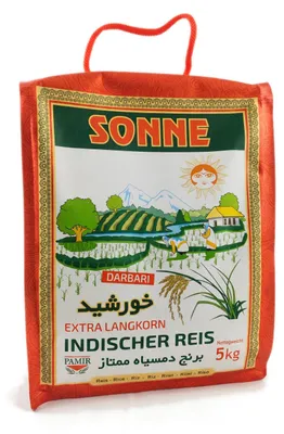 Produktbild von Khorshid Sonne Basmati Reis Darbari Extra Langkorn Reis 5 Kg