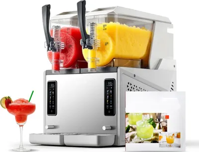 Image de Machine à granités - Machine à granités à 2 réservoirs - Deux réservoirs de 3 l - Puissance 450 W - Refroidissement automatique (sans glace) - Autonettoyante - Pour margaritas glacées, granités et milkshakes